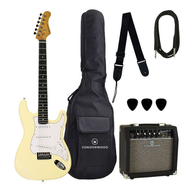 Condorwood RS-100 Arctic electric guitar with SMART bundle